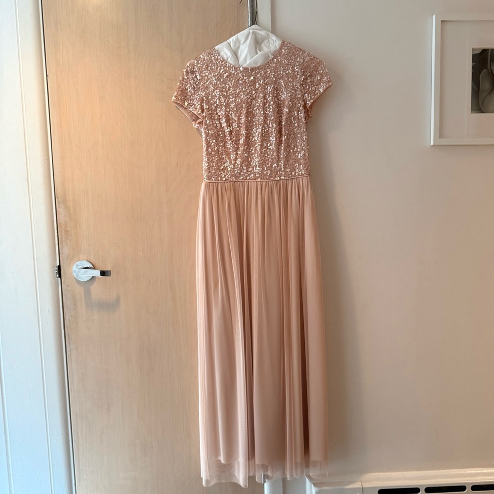 Elegant Pink Sequin Maxi Dress